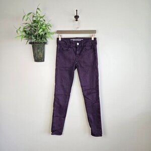 American Eagle Jegging Low Rise Plum Skinny Sateen Purple Stretch AE 4 Jeans